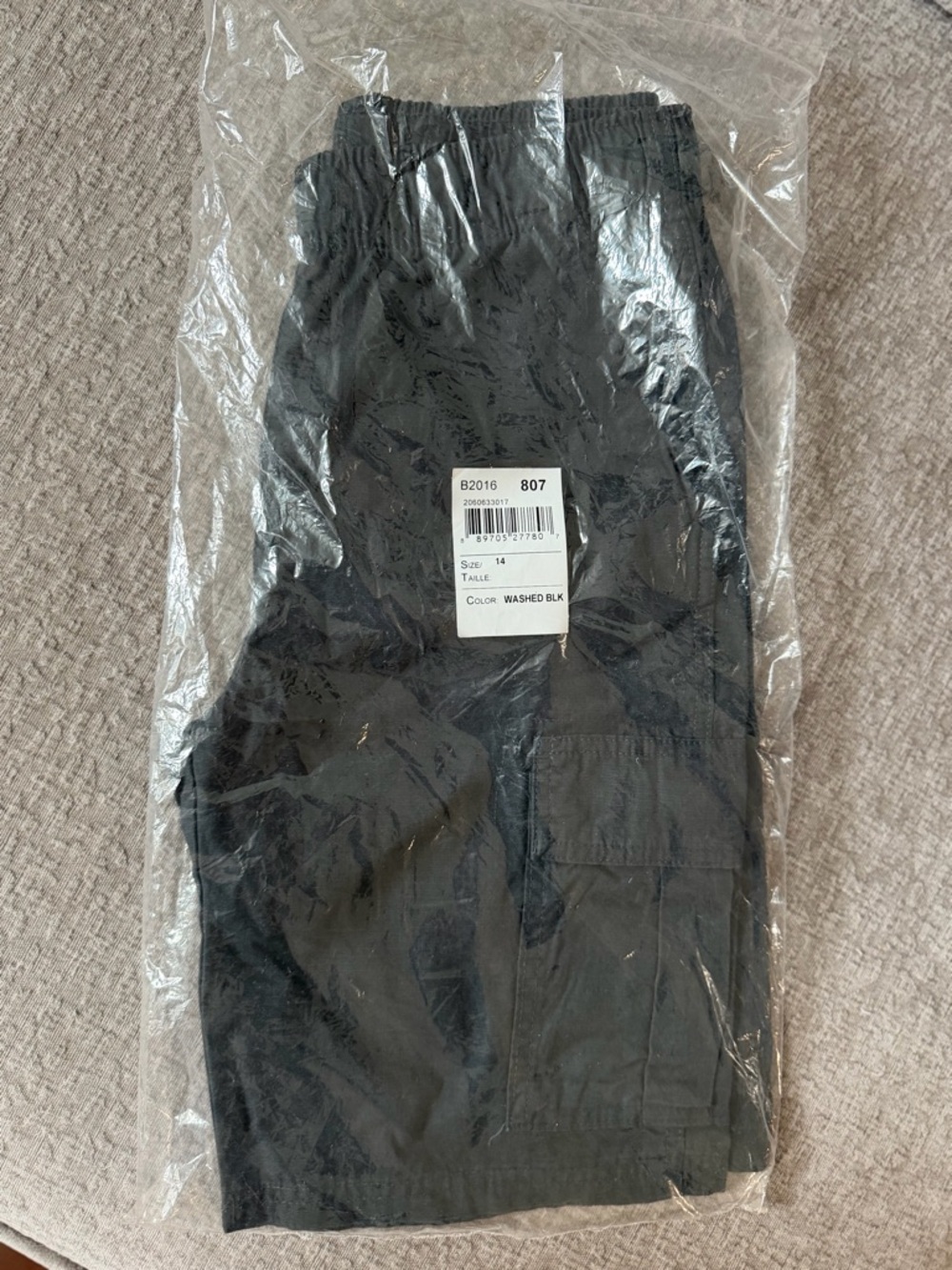 The Children’s Place Boys Washed Black Elastic Waist Shorts with Pocket Detail